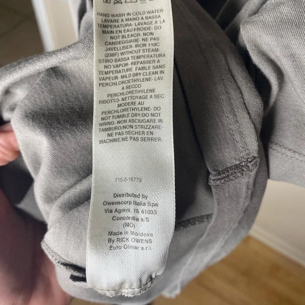 Rick Owens DRKSHDW gray black tie shirt size small - Picture 6 of 7